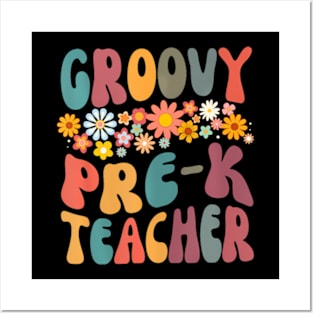 Groovy Pre K Teacher Retro Design Preschool Teaching Posters and Art